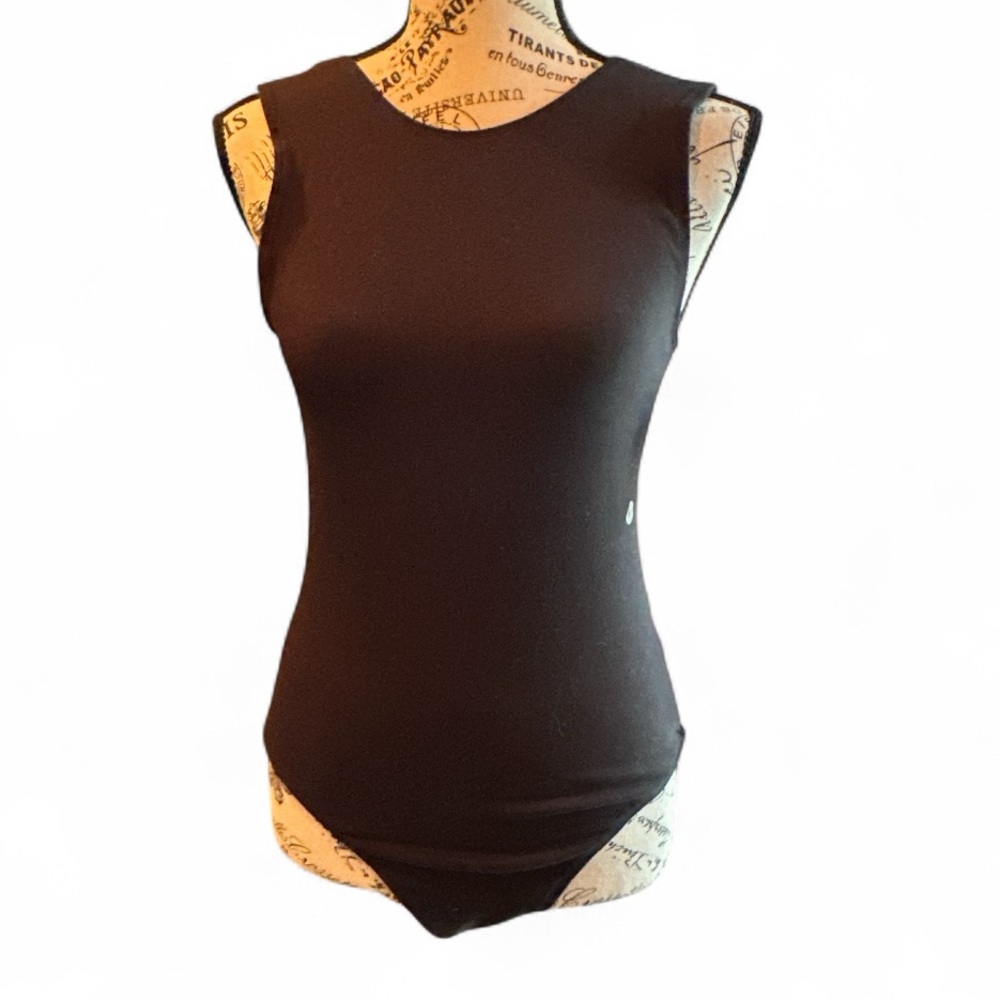 NWT American Eagle Black High Neck Open Back Sleeveless Thong Bodysuit - Medium